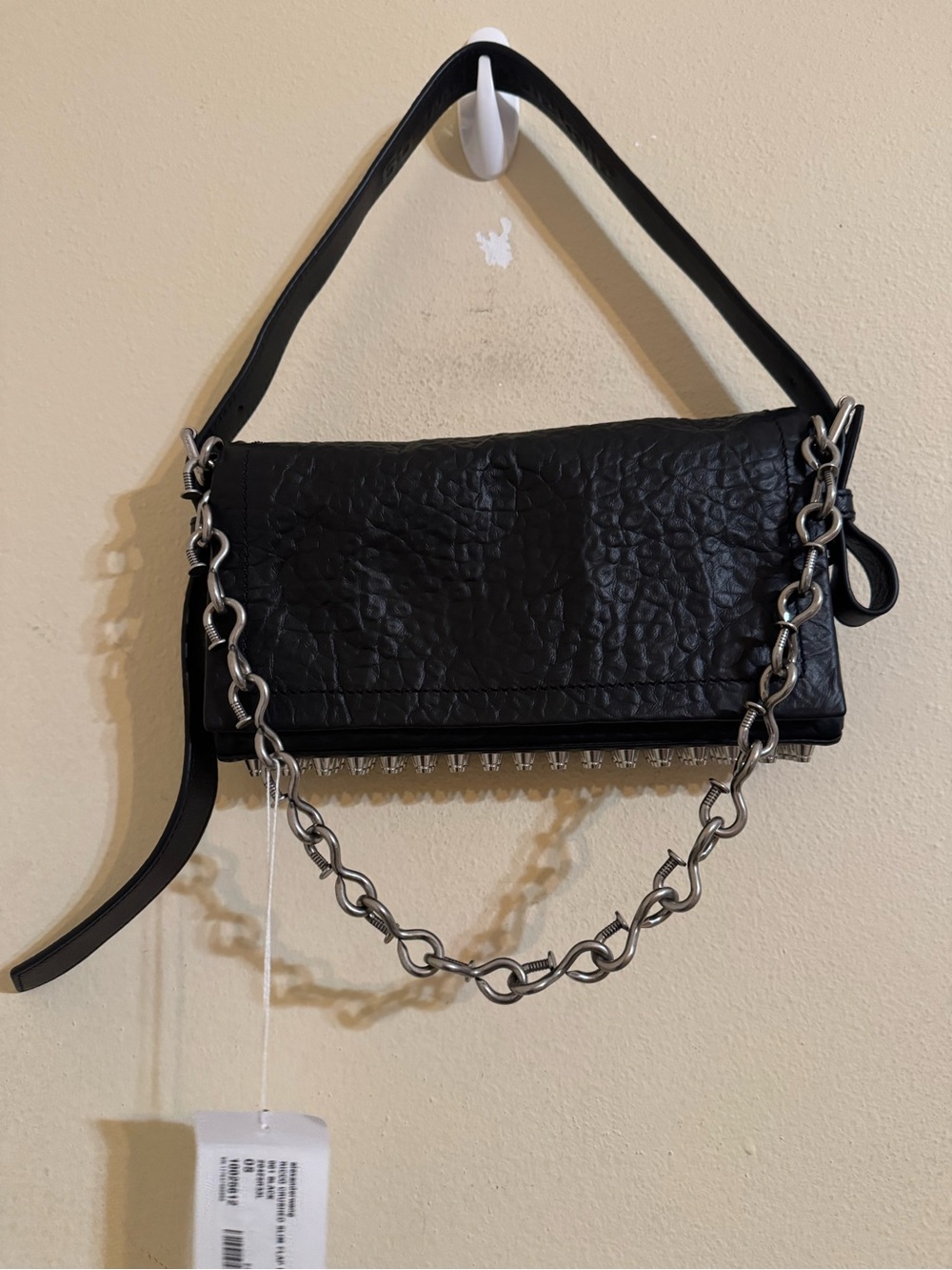 Alexander Wang New Ricco Crushed Slim Flap Bag Leather Black - Picture 10 of 15